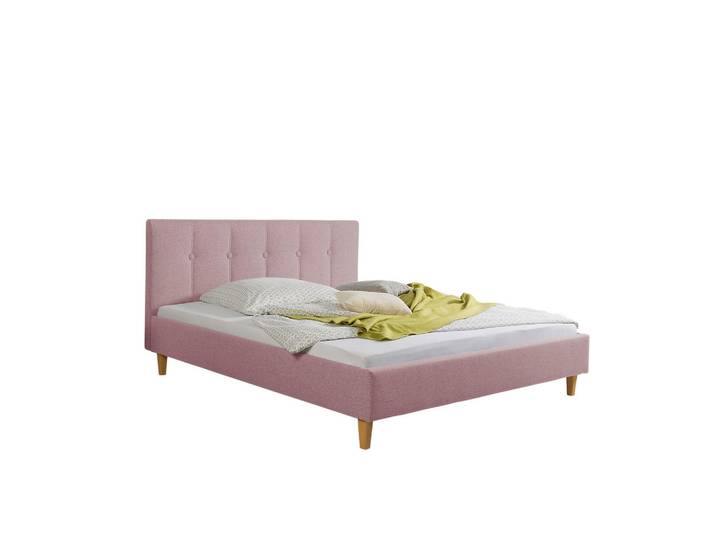 Livetastic Polsterbett Kenny, Rosa, Holz, Buche, massiv, 180x200 cm, Made in Germany, für Lattenrost geeignet, Schlafzimmer, Betten, Polsterbetten