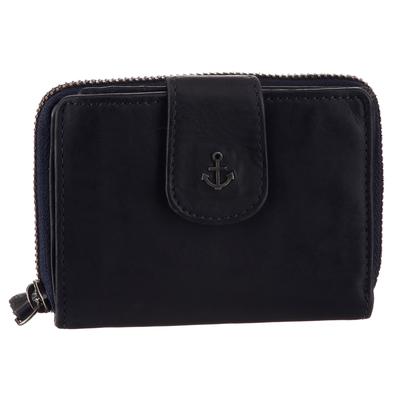 Geldbörse HARBOUR 2ND "Harbour Second Wallet Is", Damen, blau (navy), Rindsleder, washed, Kleinlederwaren, Unisex Geldbeutel, Portemonnaie mit Anker-Schmuckelement