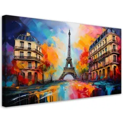 LEINWANDBILD Paris Eiffelturm Stadt Abstrakt Farbig 120x60cm