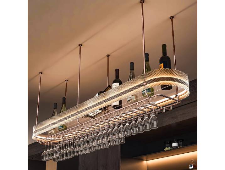 Meuble Bar de Luxe sur Pied avec Casier à Vin, Vitrine Nordique, Meuble Bar à Boissons, Mini Meuble Bar en Métal, Casier à Vin Rustique pour Salon