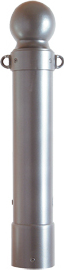 Stilpoller aus Stahlrohr Ø 140 mm, mit Alukugel und Kettenösen ortsfest, mit Erdanker