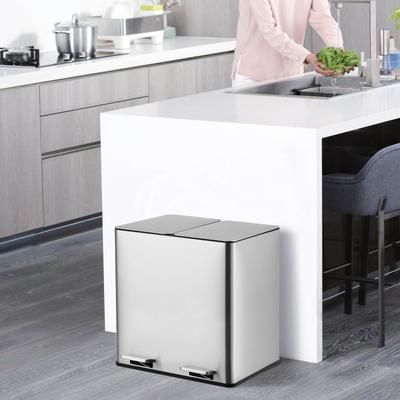 Garvee 2x4 Gallon Stainless Steel Step Trash Can, with Removable Inner Buckets