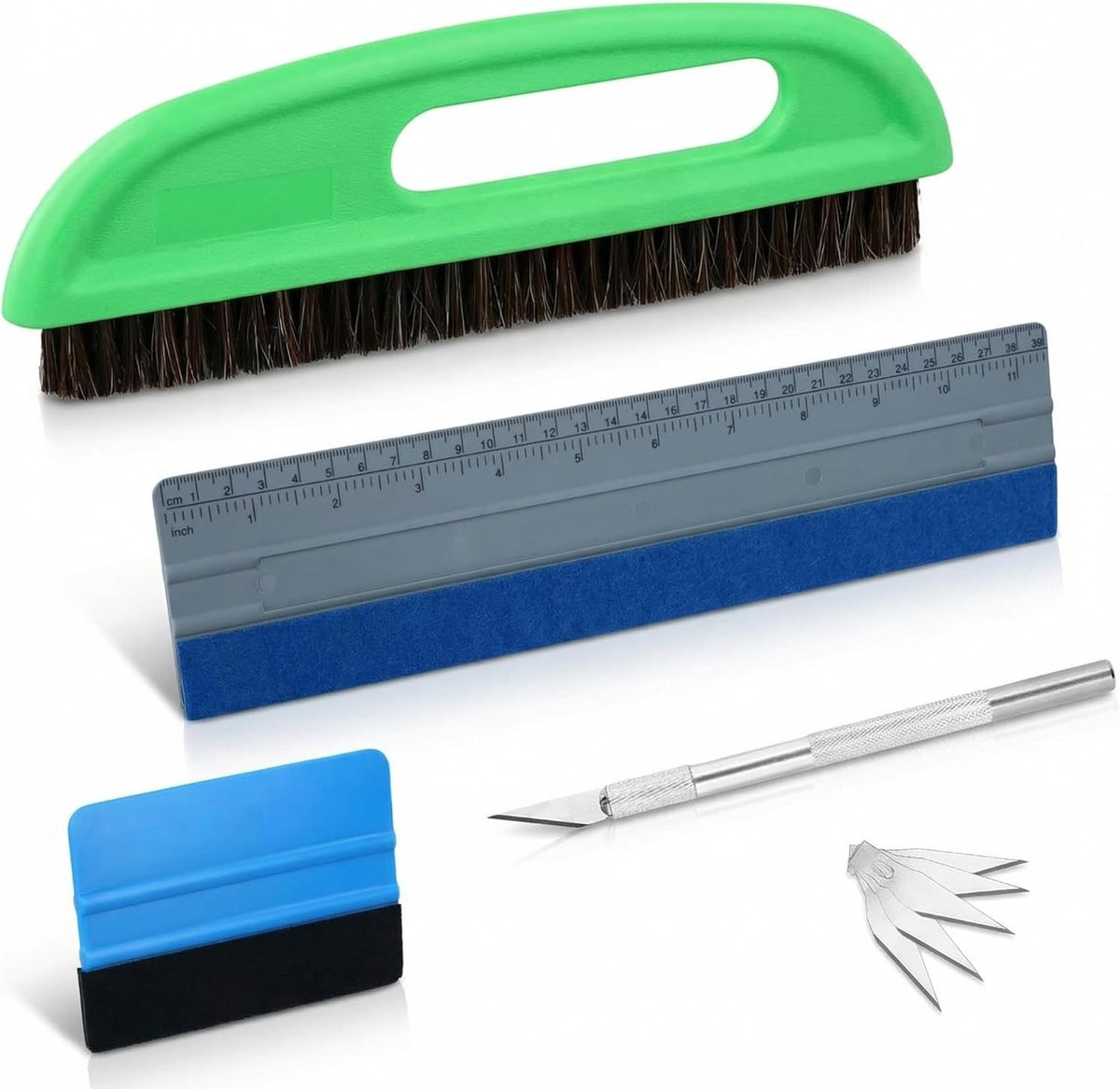 SnelShoppen 5-delige Wallpaper Tool Set met behangkwast, wiper met meetlat, viltwiper, schraper, scalpel en 5 vervangbladen voor behang en raamfolie