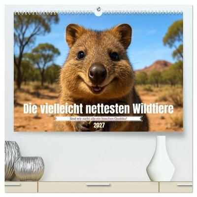 Die vielleicht nettesten Wildtiere (hochwertiger Premium Wandkalender 2027 DIN A2 quer), Kunstdruck in Hochglanz