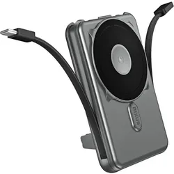 Rixus MagSafe Compatible Powerbank With Built-in Cable (10000 mAh), Powerbank, Grau