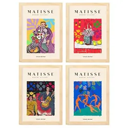 POSTER Set mit 4 Matisse Events A3 Rahmen aus hellem Holz