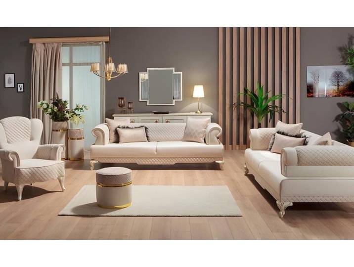 Xlmoebel Polstergarnitur XLMOEBEL Couchgarnitur Beige Polyester modern, (Polstergarnitur, 3-tlg., 3-teilig), Made in Europa