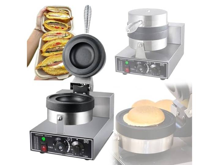 ZEEKYFOR Kommerzielle Burger-Maker-Presse 1200 W, EIS-Burger-Maker, elektrische Burger-Presse, beidseitige Heizung, 50–300 °C