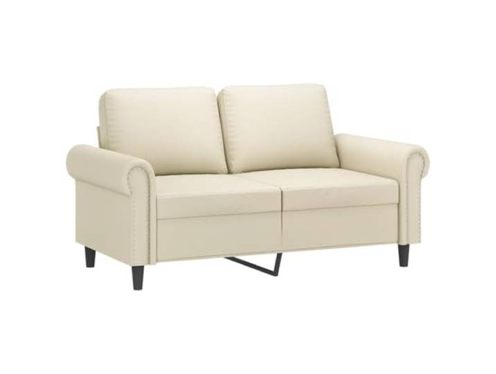 KTHLBRH Set 2 Sofas 2-Sitzer Kunstleder Creme mit Kissen Schaumgummi, Rahmen aus Sperrholz, 4 Kissen inklusive, einfache Reinigung