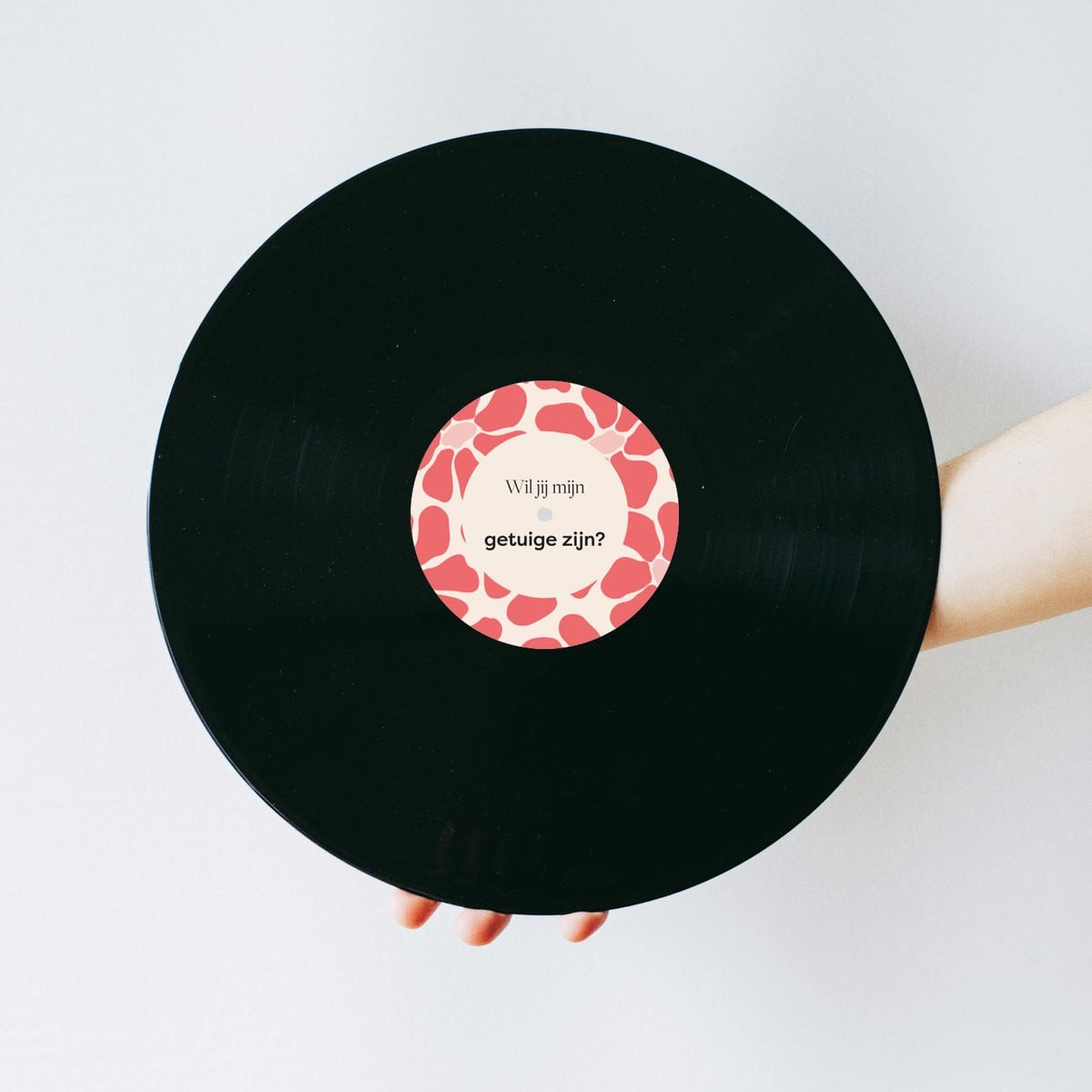 Vinylplaat met abstract roze bloemen design - Uniek muziek cadeau voor getuigen