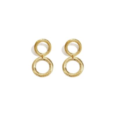 Paar Ohrhänger ADELIA´S "LIVAYA Ohrringe Ohrhänger aus Edelstahl im Doppelkreis-Design", Damen, Gr. Damen, Edelstahl, goldfarben, Ohrringe, Trendig durch das strukturierte Doppelkreis-Design