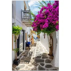 Wallario Gartenposter ca. 100 x 150 cm Griechische Blütengasse