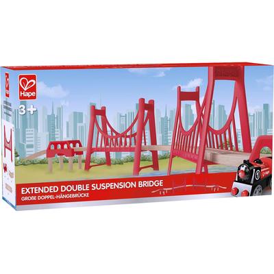 Spielzeugeisenbahn-Brücke HAPE "Große Doppel-Hängebrücke", bunt, Spielzeugeisenbahn-Erweiterungen, KinderH:20cm L:130cm T:20cm, Holz, Kunststoff, H:20cm L:130cm T:20cm