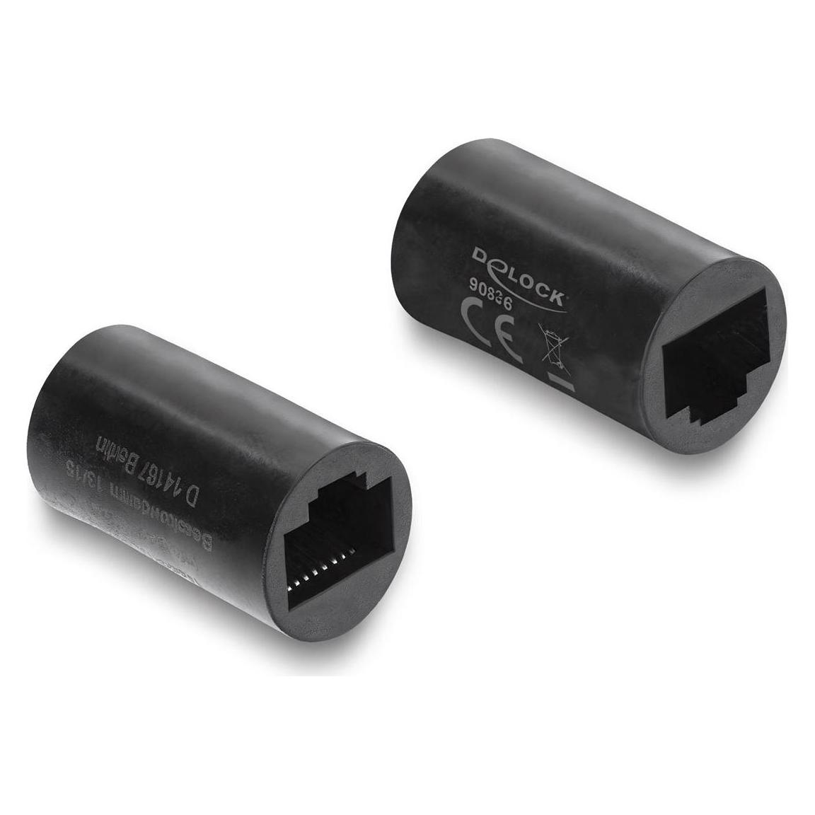 Delock Netzwerkkabelverbinder RJ45 Kupplung Buchse zu Buchse Cat.6 Zylindrische Form schwarz (Netzwerk Kupplung) (90836)