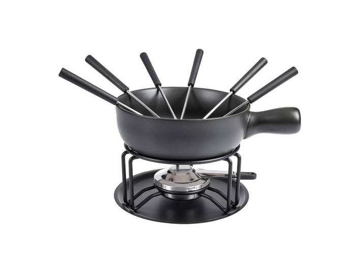Homeware Profession. Fondueset, Schwarz, Edelstahlfarben, Metall, Kunststoff, Keramik, 10-teilig, leichte Reinigung, Freizeit & Co, Herbstartikel & Winterartikel