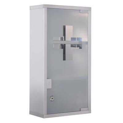 STILVORA Medizinschrank aus Edelstahl Silber 25x12x48 cm abschließbar mit Glastür 3 Fächer Wandmontage für geordnete Aufbewahrung