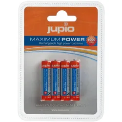 Jupio batteri - 4 x AAA - NiMH (4 Stk., AAA, 1000 mAh), Batterien + Akkus