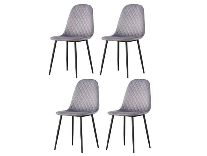 Casa Vital Esszimmerstuhl MAJERO, 4er-Set, 44x40x90 cm, gepolstert, rautenförmige Ziernähte, Schwarze Metallbeine, pulverbeschichtet, 120 kg. maximale Gewichtsbelastung, (Grau)