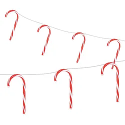LICHTERKETTE 330 cm 7 Zuckerstangen mit 28 LED Warmweiß