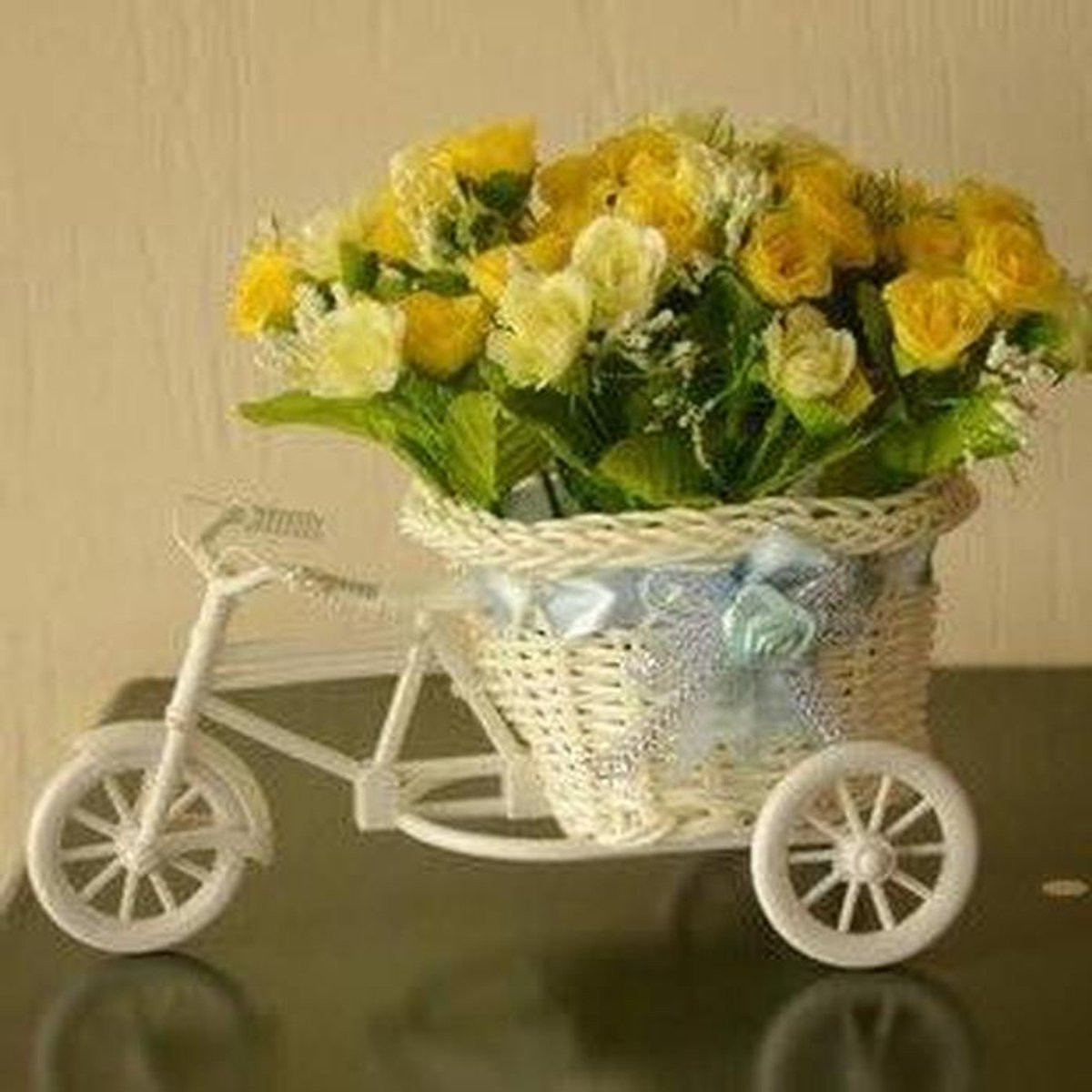 Kunstbloem Roos Geel voor Decoratie in een Mand