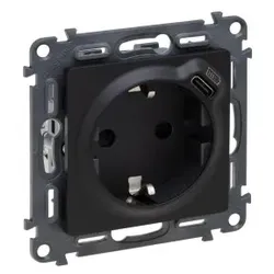 Legrand 756335 Valena Life Steckdose mit erhöhtem Berührungsschutz USB-C Stecker Farbe: Schwarz