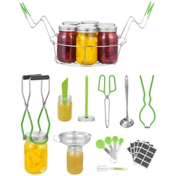 VEVOR Einmachzubehör-Starter-Kit Einmachwerkzeug-Set im Wasserbad für Anfänger (Gestell, Schöpfkelle, Messlöffel, Trichter, Zange, Glasheber, Glasschlüssel)