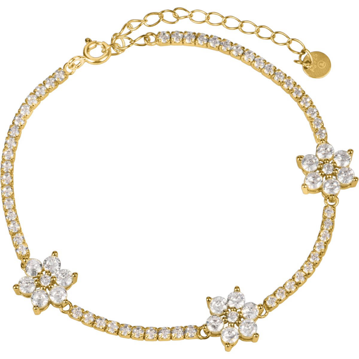 Jacques Lemans Armband Blumen Sterlingsilber vergoldet mit Zirkonia