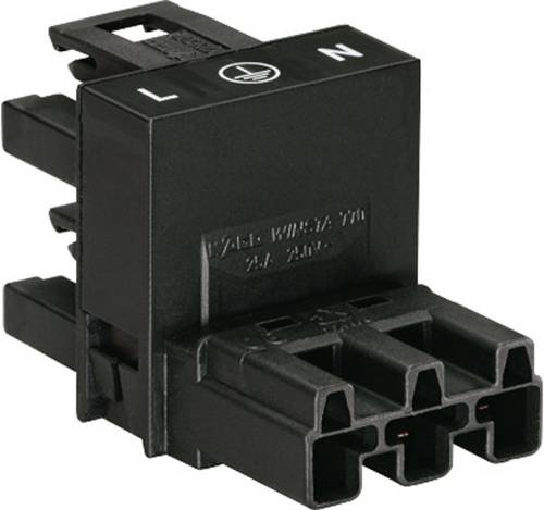 WAGO Netz-H-Verteiler Netz-Stecker - Netz-Buchse, Netz-Buchse Gesamtpolzahl: 2 + PE Schwarz 1St.