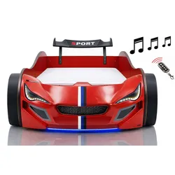 Autobett Kinder 90x200 Jungen LED Leuchte Unterbodenbeleuchtung Sound Fernbedienung