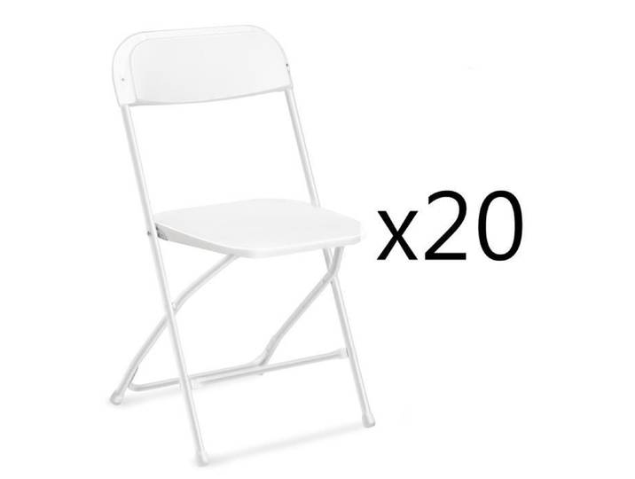 20 pièces chaise en plastique blanc jardin conférence fête mariage pliable