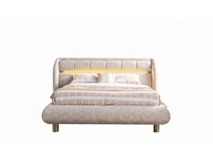 Xlmoebel Polsterbett Bequemes modernes Bett in Weiß und Beige für Ihr Schlafzimmer, Made in Europa