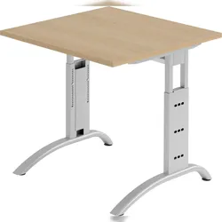 bümö manuell höhenverstellbarer Schreibtisch 80x80 cm in Eiche - PC Tisch höhenverstellbar & klein, höhenverstellbarer Tisch Büro, kleiner