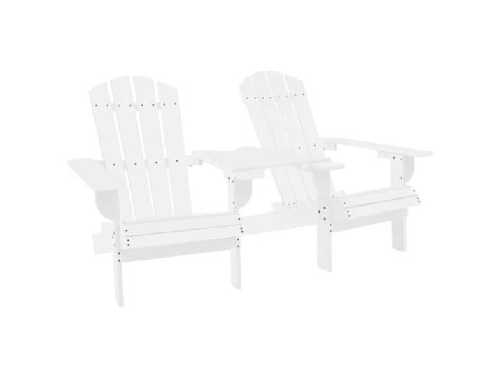KUTYWEXFM 2er Adirondack Gartenstuhl Set mit Tisch Tanne Weiß Ergonomische Doppelliege für Veranda und Terrasse, inklusive praktischer Mittelablage für kühle Getränke oder Lektüre.