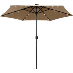 Helloshop26 - Sonnenschirm mit LED-Beleuchtung und Aluminiumstange 270 cm taupe 02_0008079