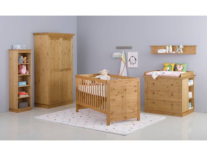 Babyzimmer-Komplettset OTTO HOME Indra, FSC zertifiziertes Massivholz, zum Jugendzimmer umgestaltbar , beige (natur), B:391cm H:187cm T:54cm, Massivholz, Schlafzimmermöbel-Sets, Babyzimmer-Komplettset