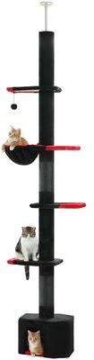 Inspired Finds Adjustable Floor to Ceiling Cat Tree Tower With Condo, Hammock & Scratching Posts black