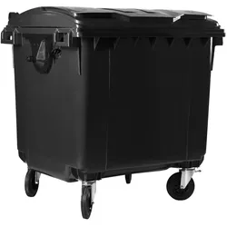Hardwex Müllcontainer 1100 l Schwarz mit Flachdeckel