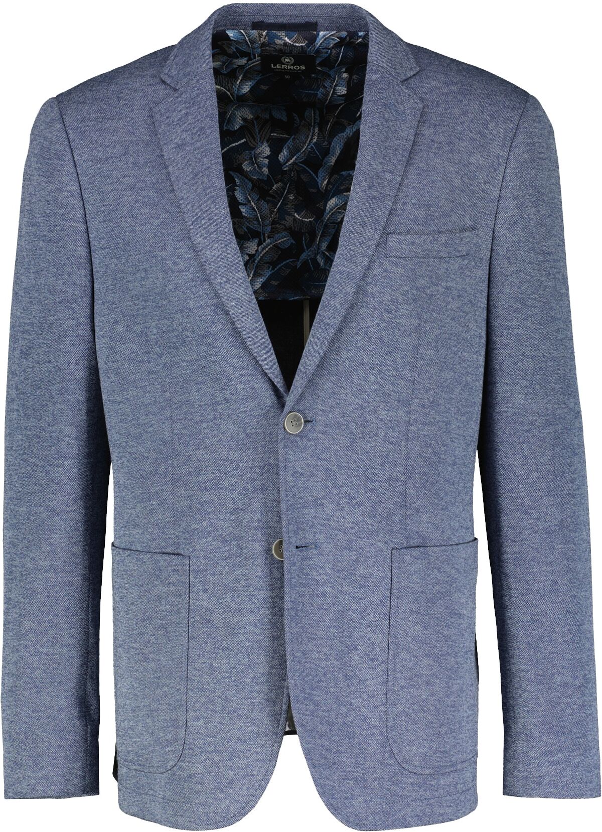Jerseysakko LERROS "Jerseyblazer mit Innenfutter-Print", Herren, Gr. 25, blau (classic navy), 77% Polyester, 23% Viskose, Sakkos Jerseysakko classic navy 25