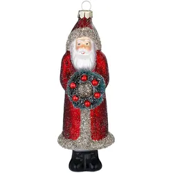 Christbaumschmuck Glas 15cm Weihnachtsmann Figur zum Aufhängen Handbemalt Weihnachtsbaum Anhänger Weihnachten Weihnachtsbaumschmuck Nikolaus Rot Gold