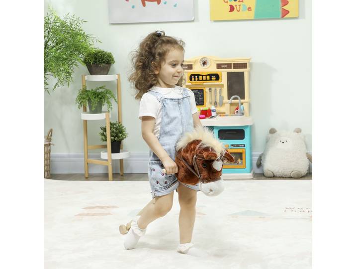AIYAPLAY Cheval Bâton Sons Réalistes Bois Marron 95 cm