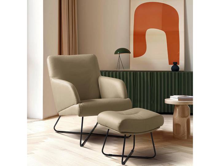 Livetastic Sesselset, Hellgrau, Metall, Echtleder, Rindleder, 67x87x74 cm, Lederauswahl, Wohnzimmer, Sessel, Sonstige Sessel