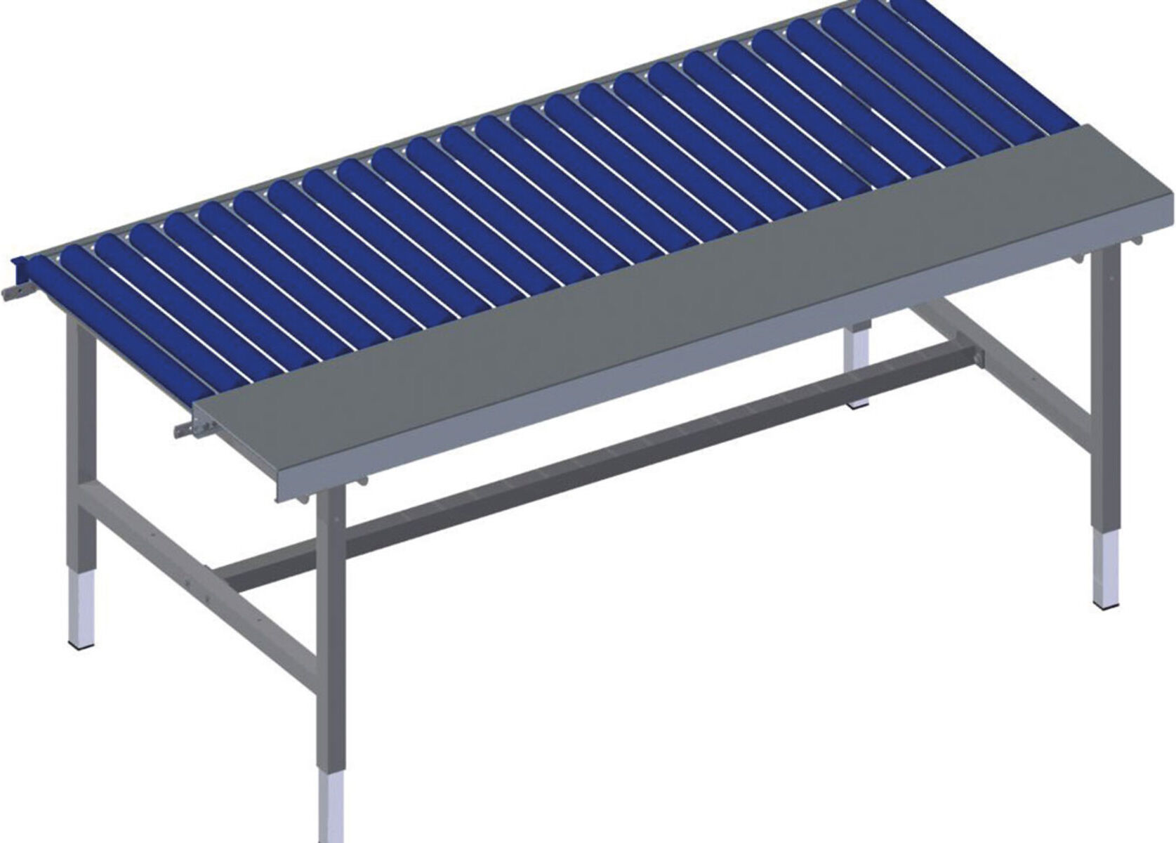 Rocholz Rollenbahntisch mit Arbeitsfläche SYSTEM 2000 1955x920x690-960 mm (203010)