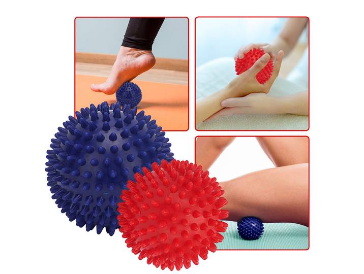 2 Massagebälle mit Noppen für Reflexzonenmassage