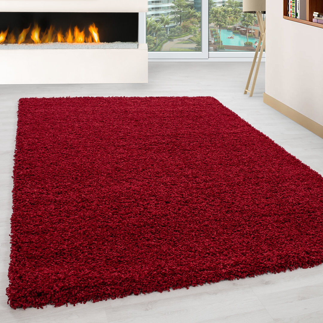 17 Stories Adavia Rectangle Shag Washable Red Rectangle 140 x 200cm