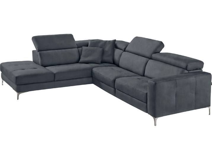 Ecksofa, Luxus-Microfaser, Grau (Charcoal), 285×221 cm, Ottomane Links, Hoher Sitzkomfort, EGOITALIANO