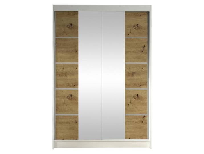 MIRJAN24 Schiebetürenschrank Lino V, mit Spiegel, Kleiderschrank vom Hersteller (Weiß / Artisan Eiche, ohne Beleuchtung)