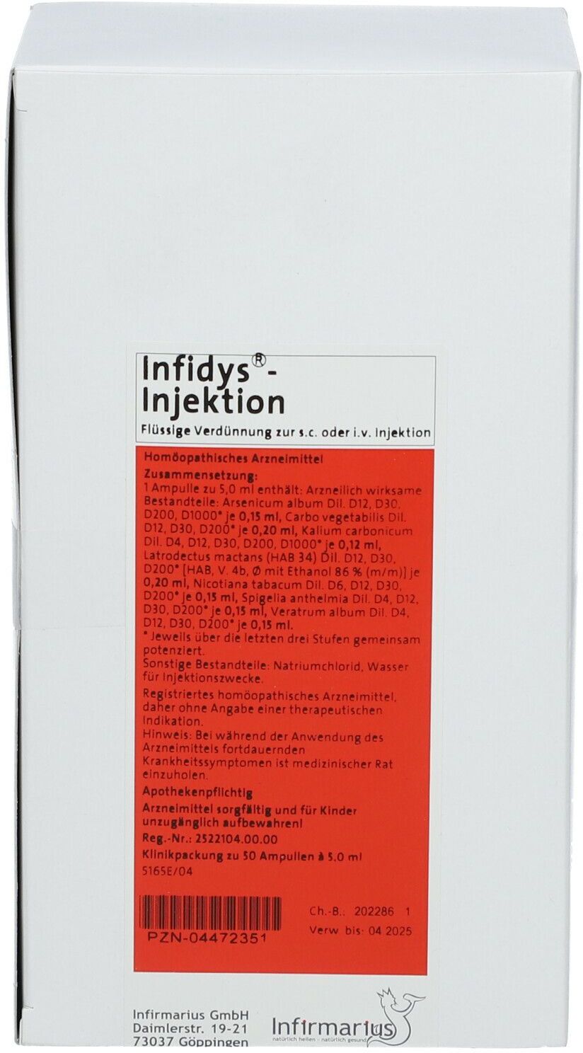 Infirmarius Infidys Injektion Ampullen 50x5 ml