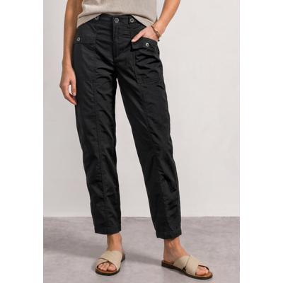 Stoffhose STREET ONE, Damen, Gr. 36, Länge 28, schwarz, Web, 98% Baumwolle, 2% Elasthan, unifarben, comfort fit knöchelfrei, Hosen Stoffhose, im Papertouch
