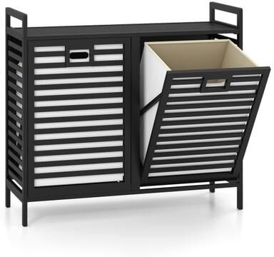 Costway Double Tilt-out Laundry Hamper with 2 Removable Bins-Black