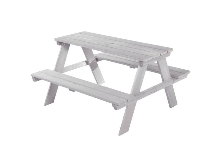 Kindersitzgruppe 'Outdoor+', wetterfeste Sitzgarnitur 'Picknick for 4', aus Massivholz, grau